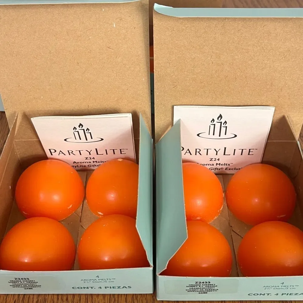 Partylite Orange Sherbet 12 Votive Candles & 8 Aroma Melts orange colored New
